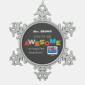 Computerleraar appreciatiedag, Geweldige Tin Sneeuwvlok Ornament (Voorkant)