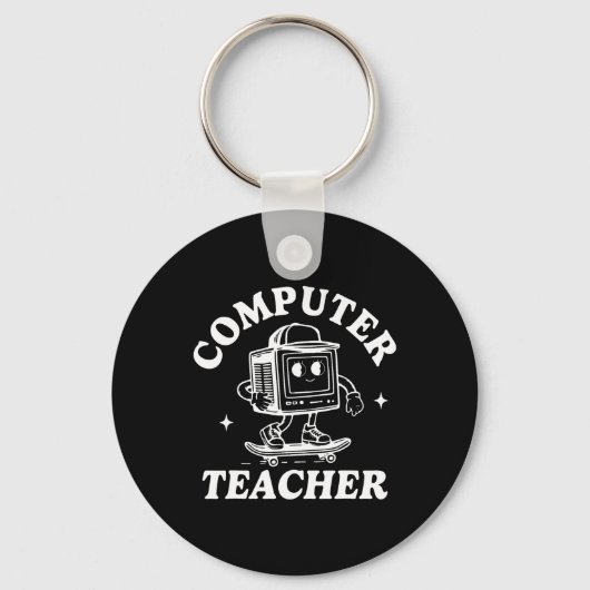 Computerleraar Computer Skateboarden Wetenschap Te Sleutelhanger (Voorkant)