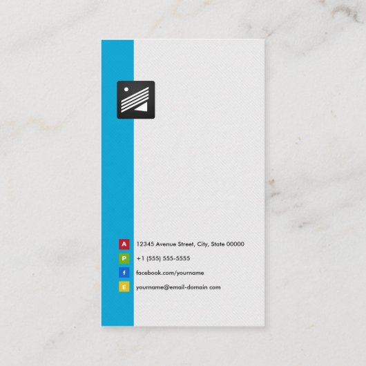 Computerleraar - Personal Aqua Blue Visitekaartje (Achterkant)