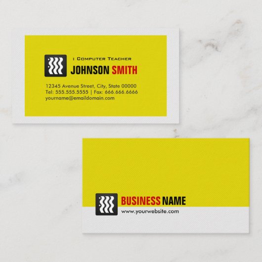 Computerleraar - Urban Yellow White Visitekaartje (Voorkant / Achterkant)