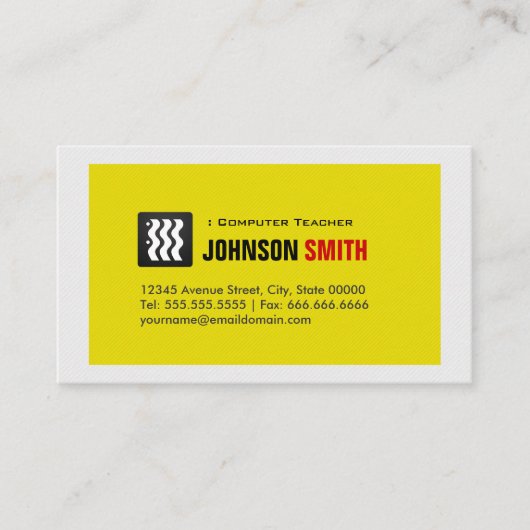 Computerleraar - Urban Yellow White Visitekaartje (Voorkant)