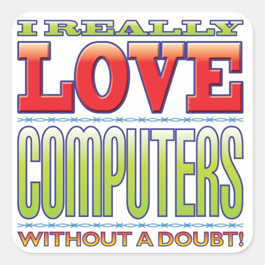 Computerliefde Vierkante Sticker (Voorkant)