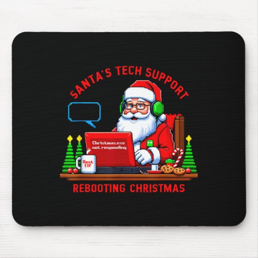 Computermeme grappige Kerstman technische onderste Muismat (Voorkant)