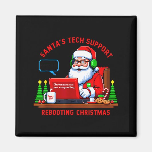 Computermeme grappige Kerstmans Tech-ondersteuning Magneet (Voorkant)