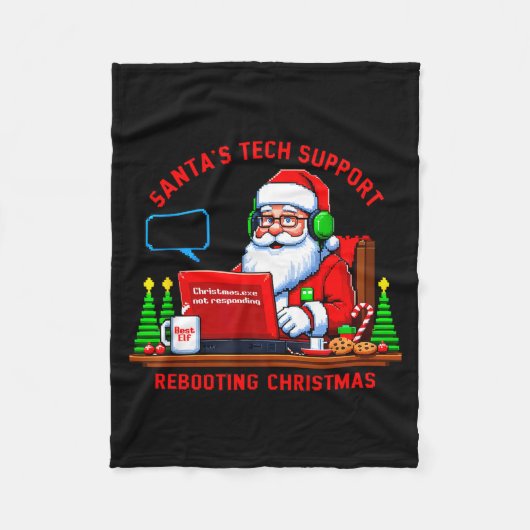 Computermeme Grappige Kerstman's Tech Steun Hersta Fleece Deken (Voorkant)