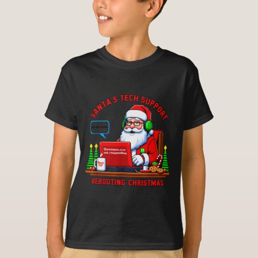 Computermeme Grappige Kerstmans Tech Steun Herstar T-shirt (Voorkant)
