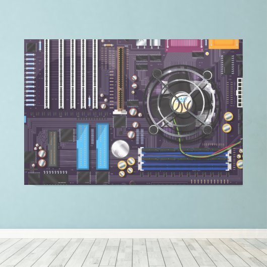 Computermoederbord Canvas Afdruk (Insitu (Houten vloer))