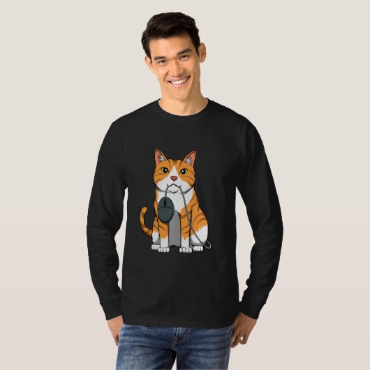 Computermuis met kattenkeuken voor rondengamer t-shirt (Voorkant volledig)