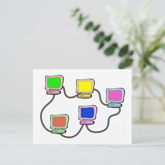 Computernetwerk Briefkaart (Staand voorkant)