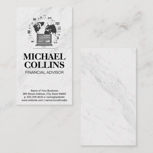 computernetwerk | Data Analyst-Wereldkaart Visitekaartje (Voorkant / Achterkant)