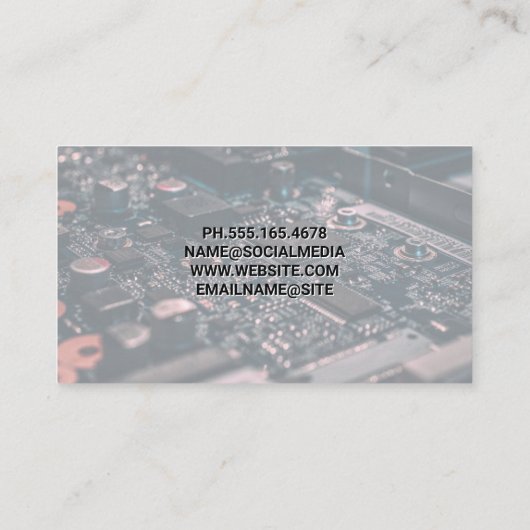 Computeronderdelen | Hardwaretechnische achtergron Visitekaartje (Achterkant)