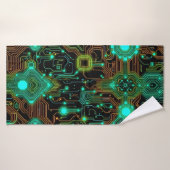 computerprintplaat met veel lampjes badhanddoek (Badhanddoek)