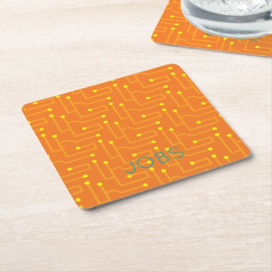 Computerprintplaat oranje geel NAAM Modern Kartonnen Onderzetters (Schuin)