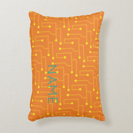 Computerprintplaat oranje gele Kinder naam Accent Kussen (Voorkant(Verticaal))