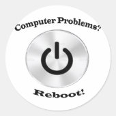 Computerproblemen zwarte letters ronde sticker (Voorkant)