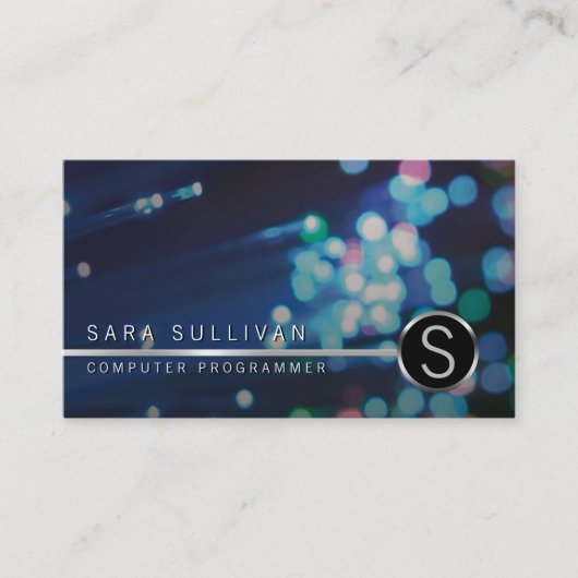 ComputerProgrammer IT Kleurrijke VezelOptic Monogr Visitekaartje (Voorkant)