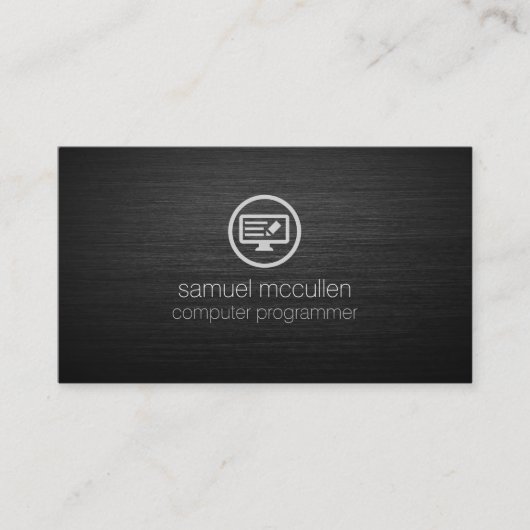 Computerprogrammeur Computercode Geborsteld metaal Visitekaartje (Voorkant)