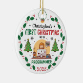 Computerprogrammeur Eerste Kerstdag Gepersonalisee Keramisch Ornament (Rechts)
