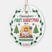 Computerprogrammeur Eerste Kerstdag Gepersonalisee Keramisch Ornament (Links)