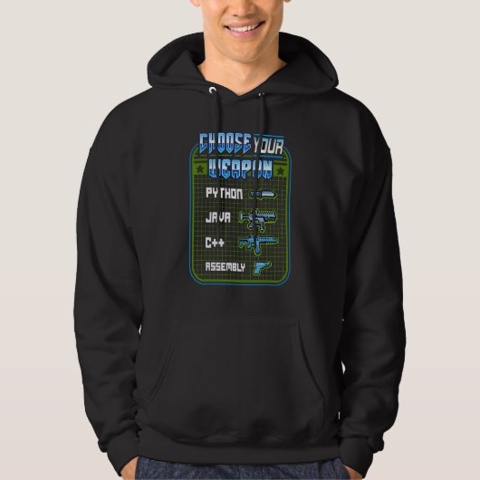 Computerprogrammeur kies Retrospel van wapens Hoodie (Voorkant)