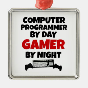 Computerprogrammeur van Day Gamer by Night Metalen Ornament
