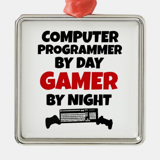 Computerprogrammeur van Day Gamer by Night Metalen Ornament (Voorkant)