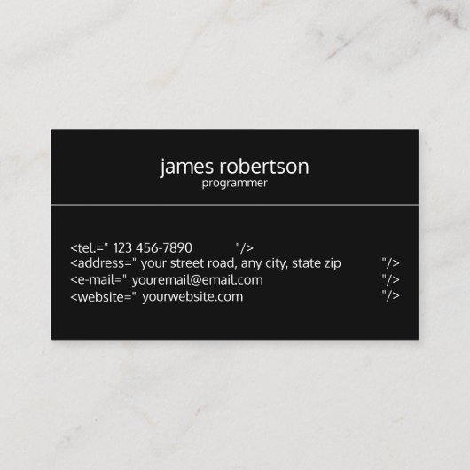 Computerprogrammeur Visitekaartje (Achterkant)