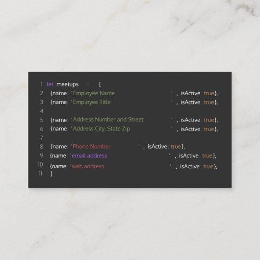 Computerprogrammeur Visitekaartje (Achterkant)
