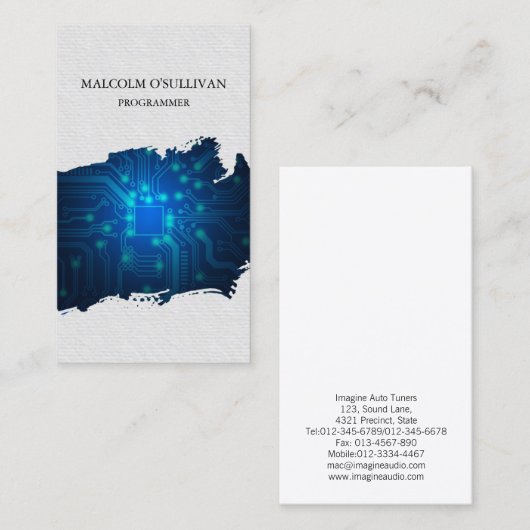 Computerprogrammeur voor elektronische schakelinge visitekaartje (Voorkant / Achterkant)
