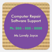 Computerreparatie en softwareondersteuning vierkante sticker (Voorkant)