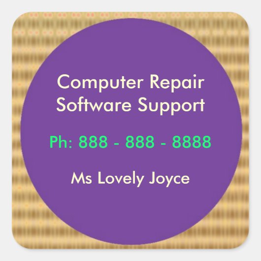 Computerreparatie en softwareondersteuning vierkante sticker (Voorkant)