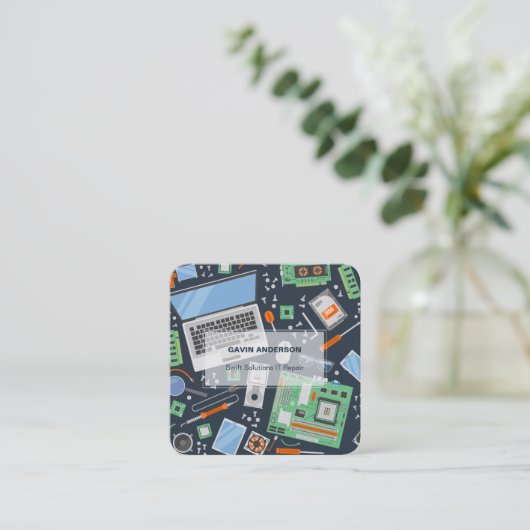 Computerreparatie Vierkante Visitekaartje (Staand voorkant)