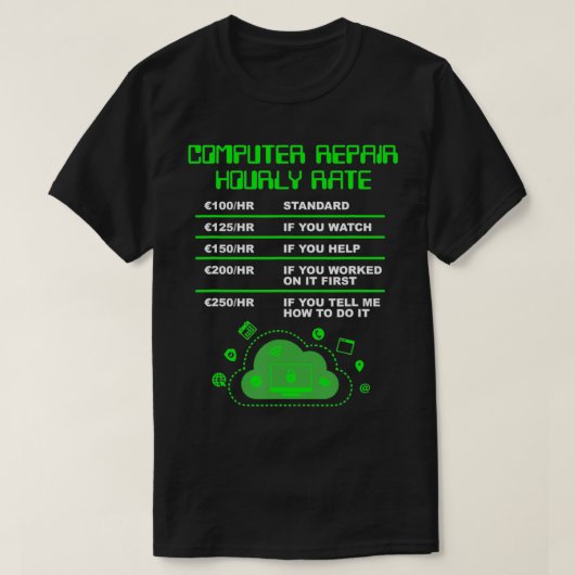 Computerreparatiesnelheid, computerreparatiegeek t-shirt (Design voorkant)