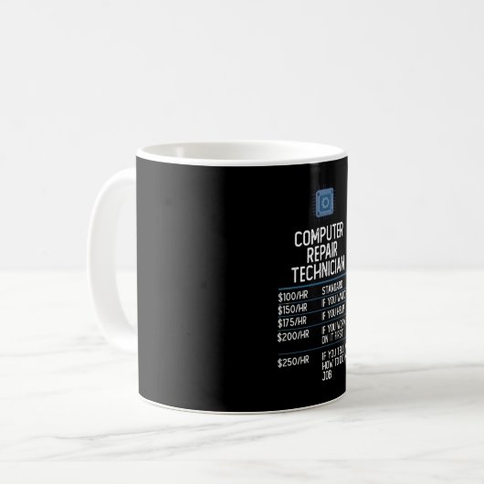computerreparatietechnicus grappig cadeauidee cade koffiemok (Voorkant links)
