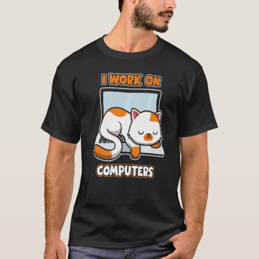 Computers Ingenieur Werkt aan computers T-shirt (Voorkant)