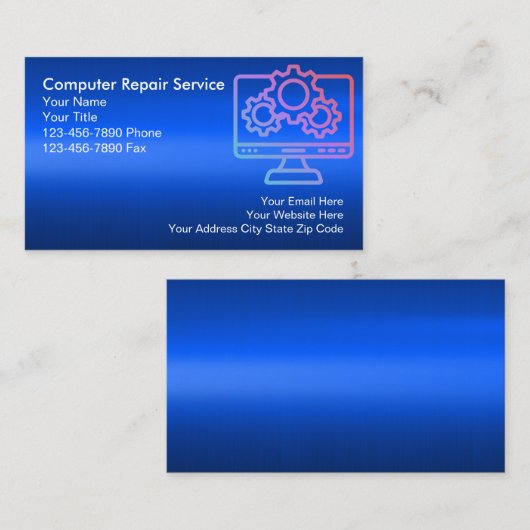Computers Repair Service Professional Visitekaartje (Voorkant / Achterkant)