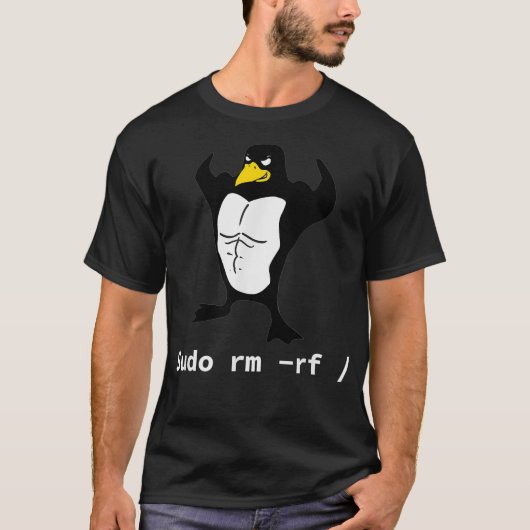 Computers Sudo rm rf Tu Linu Penguin T-shirt (Voorkant)