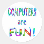 Computers zijn leuk ronde sticker (Voorkant)