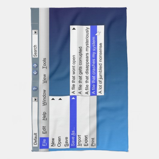 Computersarcasme. Theedoek (Verticaal)