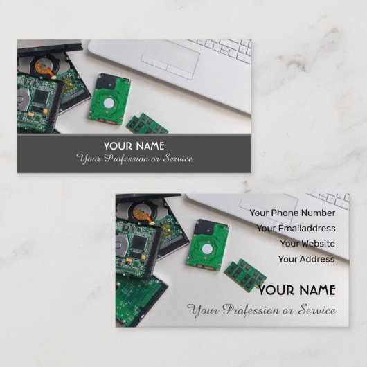 Computerspecialist en computerreparatiespecialist visitekaartje (Voorkant / Achterkant)