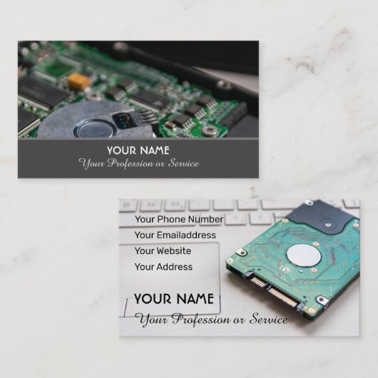 Computerspecialist en computerreparatiespecialist visitekaartje (Voorkant / Achterkant)