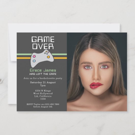 Computerspel over vrijgezellenfeest kaart (Voorkant)