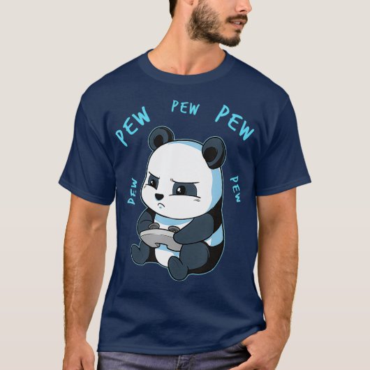 Computerspeler voor computergames spelen met Panda T-shirt (Voorkant)