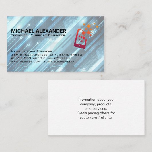 computertechnicus | Communicatieapparaat Visitekaartje (Voorkant / Achterkant)