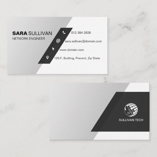 Computertechniek Technische eenvoudige diagonaal Visitekaartje (Voorkant / Achterkant)