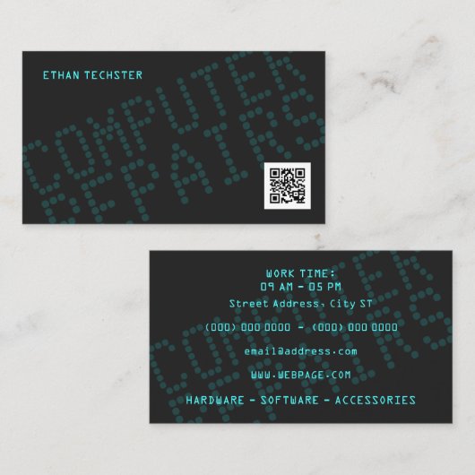 Computertechnologie modern donker visitekaartje (Voorkant / Achterkant)