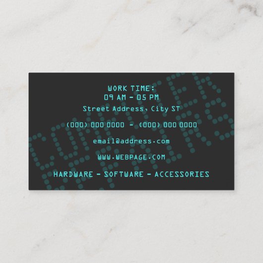 Computertechnologie modern donker visitekaartje (Achterkant)