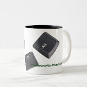 Computertoetsen opnieuw opstarten tweekleurige koffiemok (Voorkant rechts)