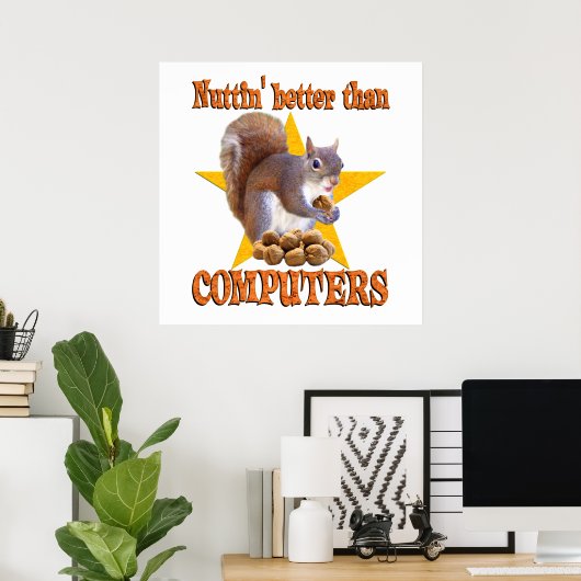 Computervierkant Poster (Thuiskantoor)