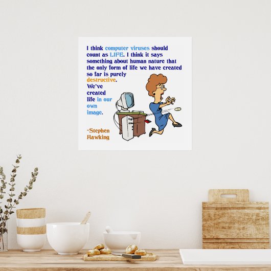 Computervirussen zijn live (1) poster (Keuken)